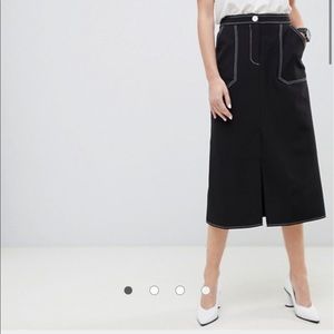ASOS design contrast stitch midi skirt